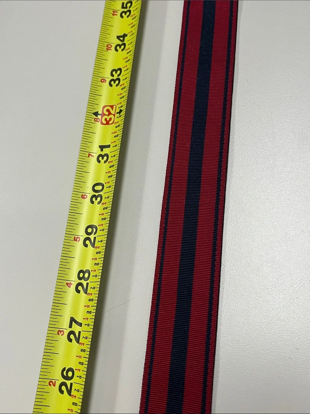 Polo Ralph Lauren Red & Navy Striped Fabric Belt w/ Leather Tab reversible